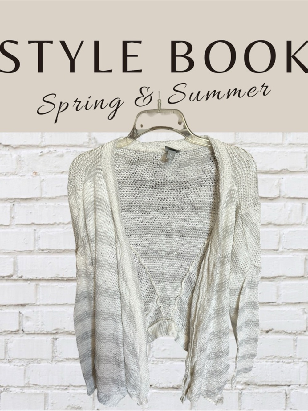 Vanity Cream Striped Open-Front Knit Cardigan- NWOT Size M